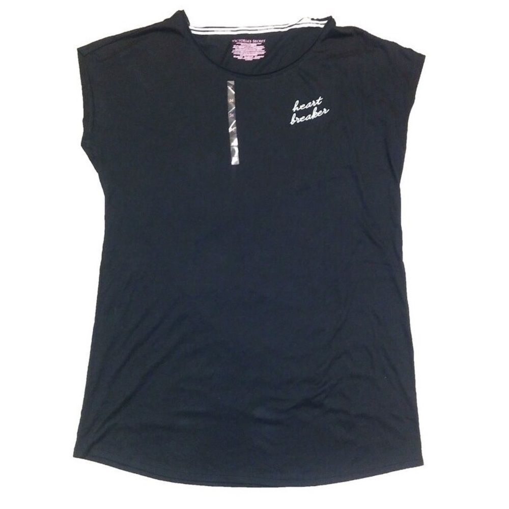 NWT Victoria’s Secret Angel sleep tee Heart Breaker sleepshirt pajama Black L